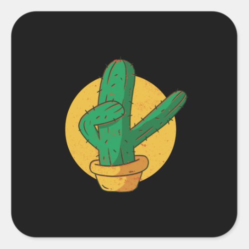 Dabbing cactus square sticker