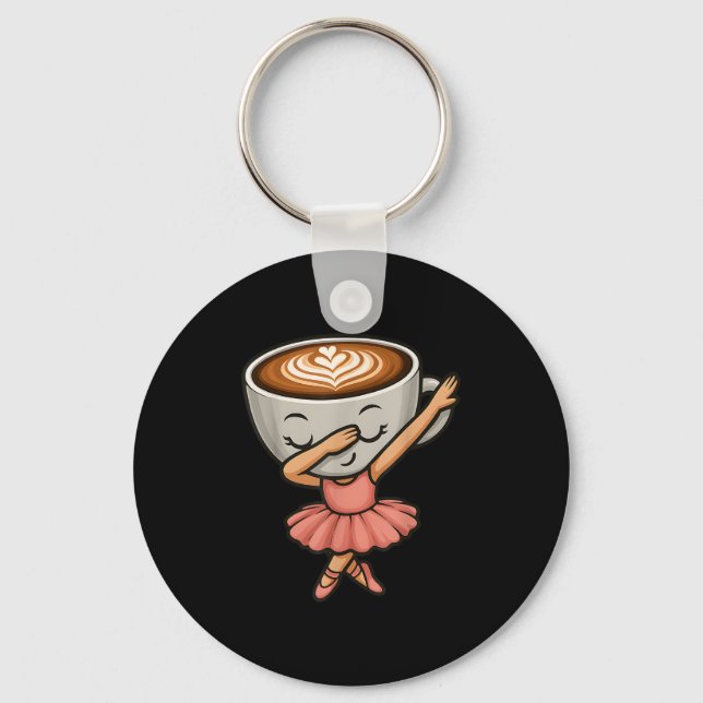 Dabbing Cappuccino Ballerina Cute Italian Brainrot Keychain (Front)