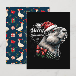 Dabbing Capybara Christmas Santa – Funny Holiday Postcard