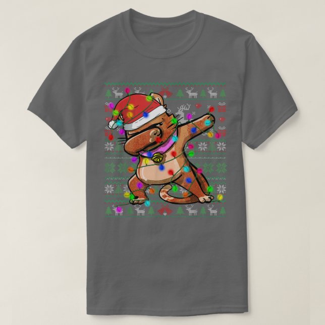 Dabbing Cat Fairy Lights Ugly Christmas Sweater Co (Design Front)