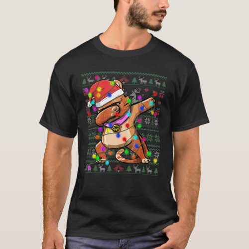 Dabbing Cat Fairy Lights Ugly Christmas Sweater Co