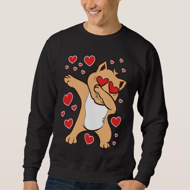 Dabbing Cat Feline Valentine's Day Love Relationsh Sweatshirt (Front)
