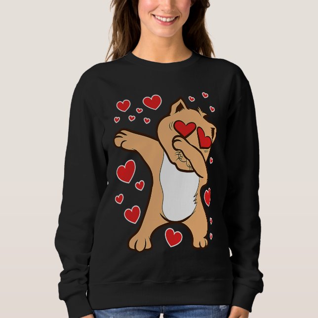 Dabbing Cat Feline Valentine's Day Love Relationsh Sweatshirt (Front)