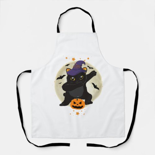 Dabbing Cat Pumpkin Halloween Dancer Apron