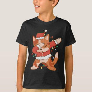 Dabbing Cat Santa Hat - Funny Christmas  T-Shirt