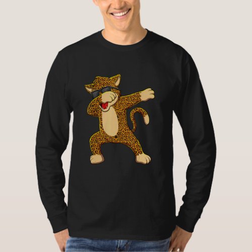 Dabbing Cheetah Wearing Sunglasses Dab Dance Girls T_Shirt