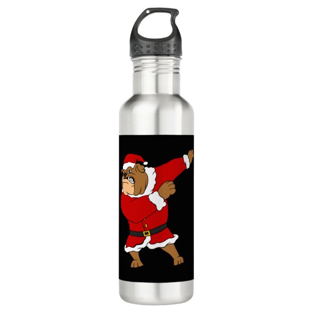 Dabbing Christmas Bulldog Funny Cute Christmas Dog Stainless Steel Water Bottle (Front)