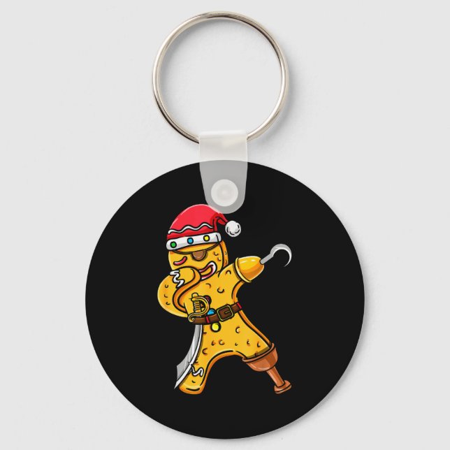 Dabbing Christmas Gingerbread Rate Halloween  Keychain (Front)