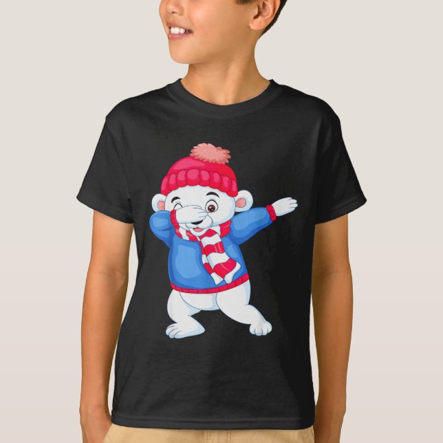 Dabbing Christmas Lar Bear Xmas Dab Kids Boys Girl T-Shirt (Front)