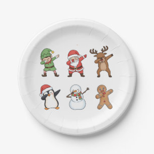 Dabbing Christmas Santa Penguin Rudolph Snowman Paper Plates