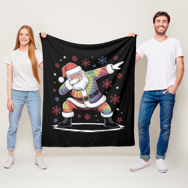 Dabbing Christmas Santa Ugly Christmas Xmas Fleece Blanket (In Situ)
