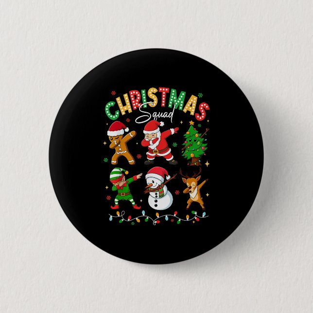 Dabbing Christmas Squad Santa Elf Family Matching  Button (Front)