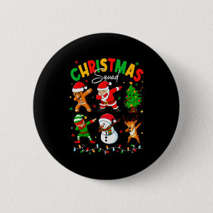 Dabbing Christmas Squad Santa Elf Family Matching Button