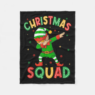 Dabbing Christmas Squad Santa Elf Family Matching Fleece Blanket