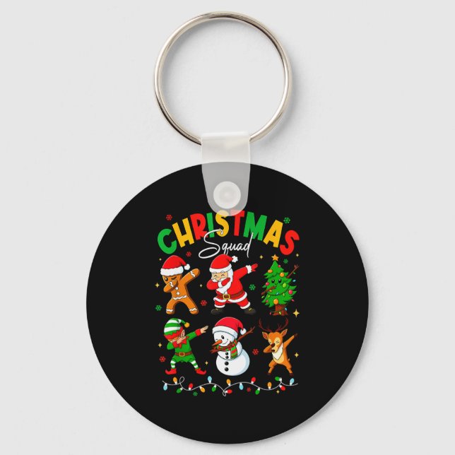 Dabbing Christmas Squad Santa Elf Family Matching  Keychain (Front)