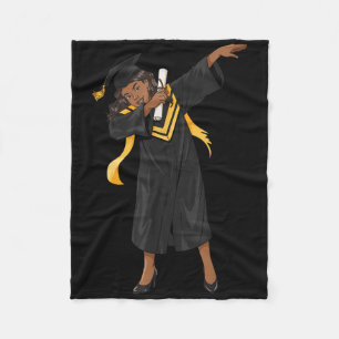 Dabbing Cl Of 2025 Black Girl Graduate Graduation Fleece Blanket