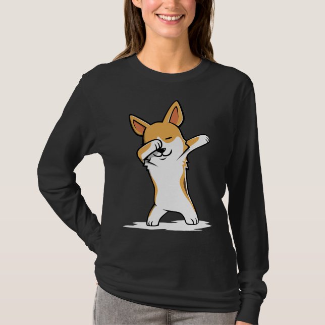 Dabbing Corgi Funny T-Shirt (Front)