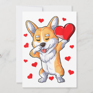 Dabbing Corgi Heart Valentines Day Boys Kids Love Announcement