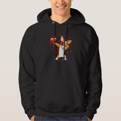 Dabbing Corgi Sunglasses Heart Love Valentines Day Hoodie