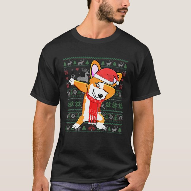 Dabbing Corgi Ugly Christmas Sweater Xmas Costume  (Front)