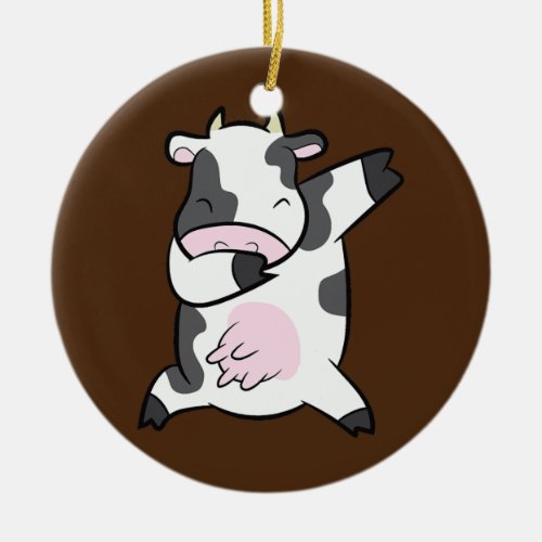 Dabbing Cow Farm Animal Funny Cow  Ceramic Ornament
