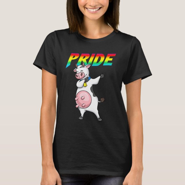 Dabbing Cow Lesbian Bisexual Gay Lgbt Pride T-Shirt (Front)