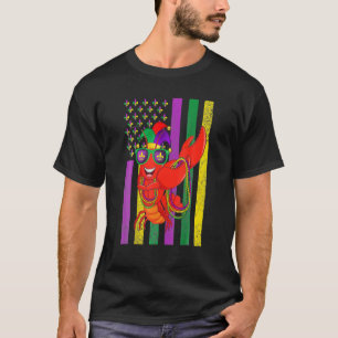 Dabbing Crawfish Mardi Gras Mask Jester Hat One Ti T-Shirt