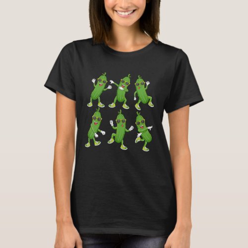 Dabbing Cucumber Pickle Dancing Wearing Sunglasses T_Shirt