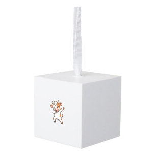 Dabbing Cute Cow Vintage Engraving T-Shirt Design_ Cube Ornament