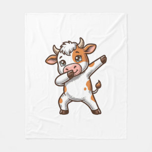Dabbing Cute Cow Vintage Engraving T-Shirt Design_ Fleece Blanket