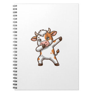 Dabbing Cute Cow Vintage Engraving T-Shirt Design_ Notebook