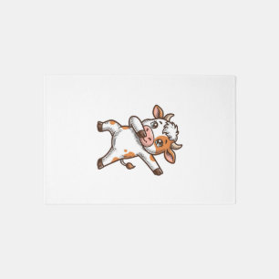 Dabbing Cute Cow Vintage Engraving T-Shirt Design_ Rug