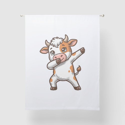Dabbing Cute Cow Vintage Engraving T-Shirt Design_ Sheer Curtains