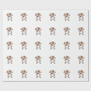 Dabbing Cute Cow Vintage Engraving T-Shirt Design_ Wrapping Paper