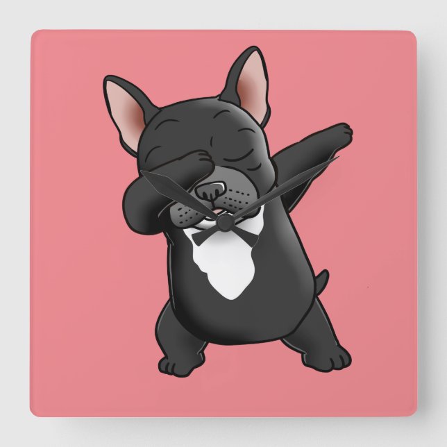 Dabbing Cute French Bulldog     Square Wall Clock (Front)