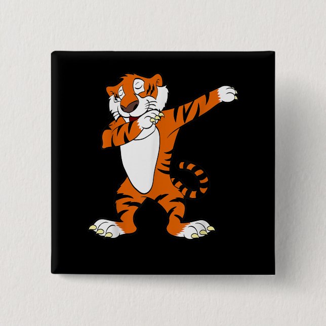 Dabbing Cute Tiger Animal Party Button (Front)