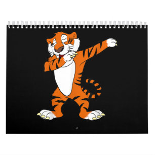 Dabbing Cute Tiger Animal Party Calendar