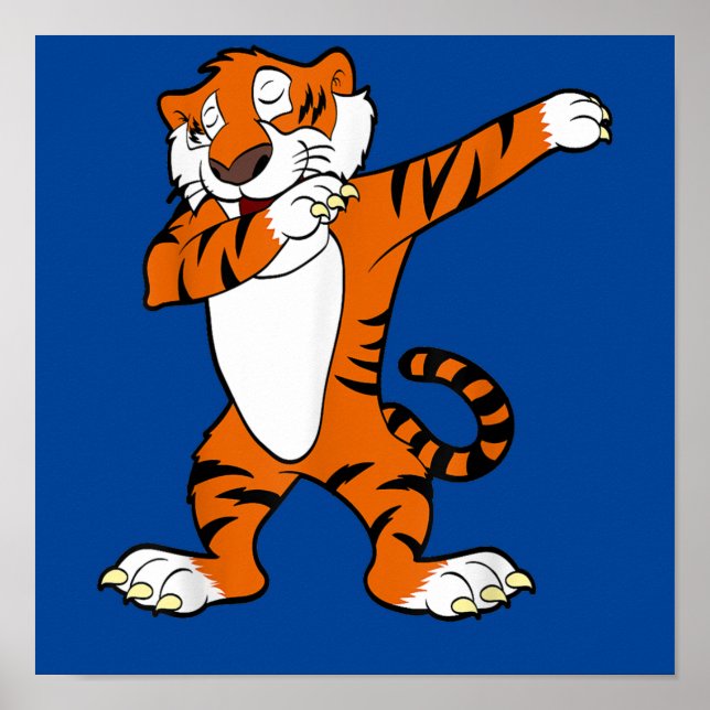 Dabbing Cute Tiger Animal Party Poster (Front)