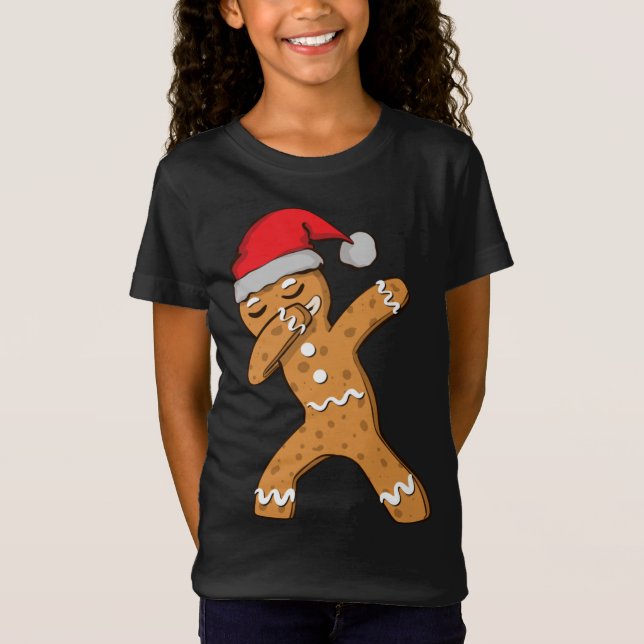 Dabbing Dab Gingerbread Man Christmas T-Shirt (Front)