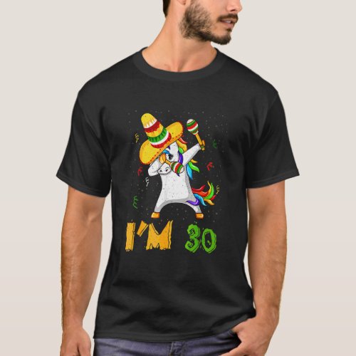 Dabbing Dab Unicorn Age 30 Years Birth Born Cinco  T_Shirt