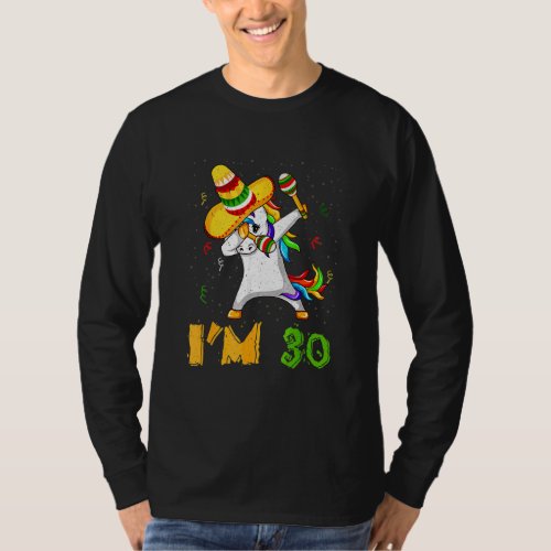 Dabbing Dab Unicorn Age 30 Years Birth Born Cinco  T_Shirt