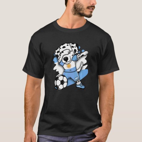 Dabbing Dalmatian Dog Argentina Soccer Fans Jersey T_Shirt