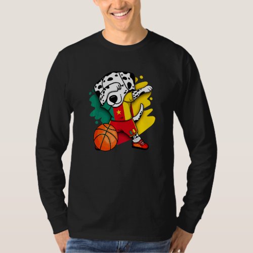 Dabbing Dalmatian Dog Cameroon Basketball Fans Jer T_Shirt