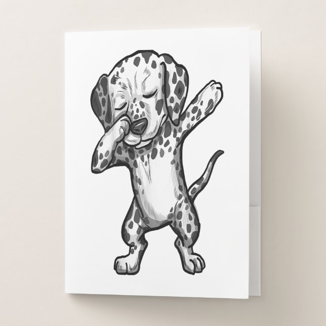 Dabbing Dalmatian Dog Dab Dance Boys Girls Pocket Folder (Front)