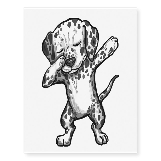 Dabbing Dalmatian Dog Dab Dance Boys Girls Temporary Tattoos (Front)