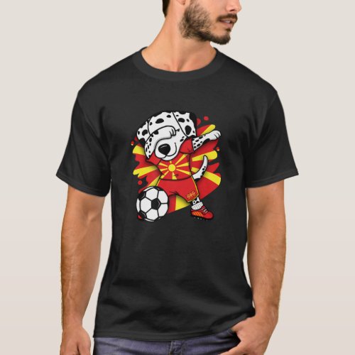 Dabbing Dalmatian Dog Macedonia Soccer Fans Jersey T_Shirt