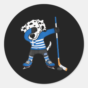 Dabbing Dalmatian Greece Ice Hockey Lovers Jersey Classic Round Sticker