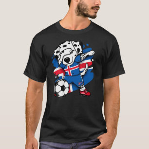 Dabbing Dalmatian Iceland Soccer Fans Jersey Footb T-Shirt
