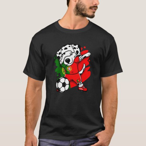 Dabbing Dalmatian Portugal Soccer Fans Jersey Foot T_Shirt