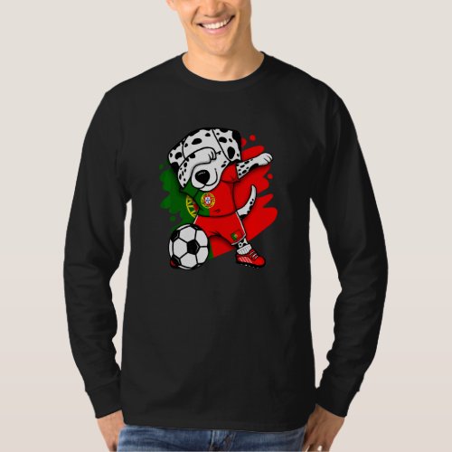 Dabbing Dalmatian Portugal Soccer Fans Jersey Foot T_Shirt